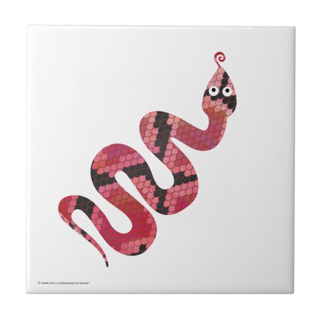Snake Black and Red Silhouettes Ceramic Tile (Front)