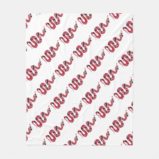 Snake Black and Red Silhouettes Fleece Blanket (Front)