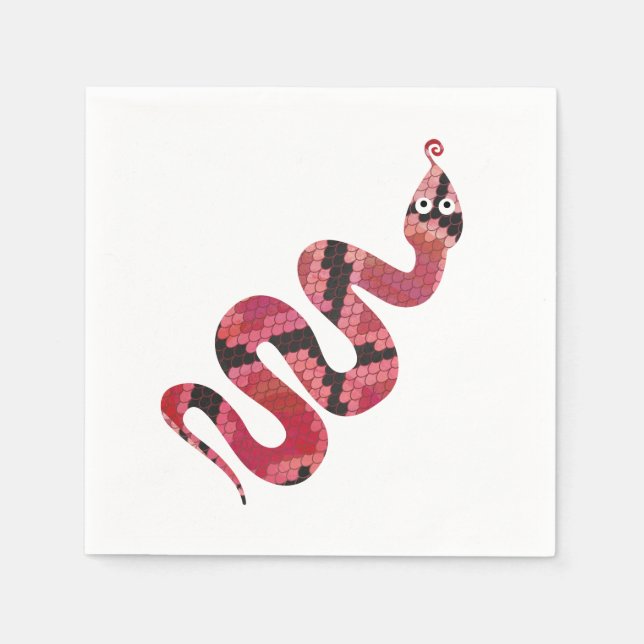 Snake Black and Red Silhouettes Napkins (Front)