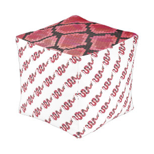 Snake Black and Red Silhouettes Pouf