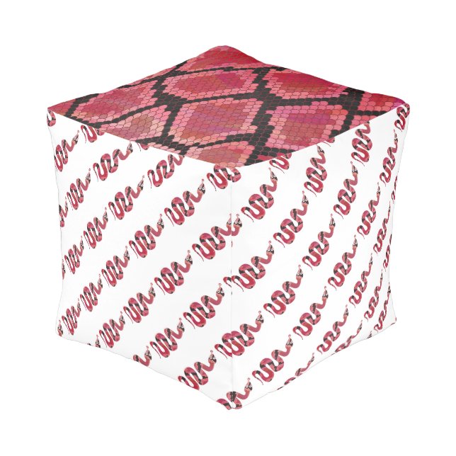 Snake Black and Red Silhouettes Pouf (Angled Back)