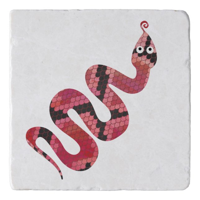 Snake Black and Red Silhouettes Trivet (Front)