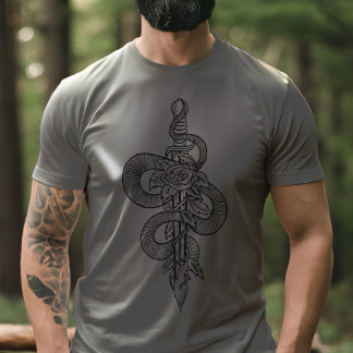 Snake Blade & Rose Serpents Path Luciferian T-Shirt