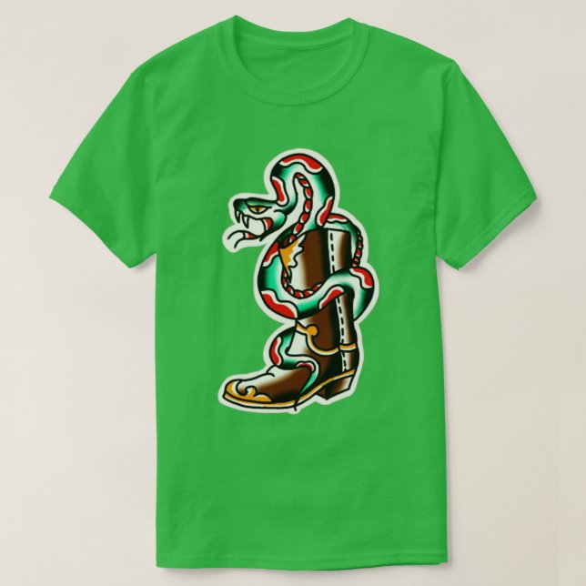 snake boots woody traditional tattoo T-Shirt (Design Front)