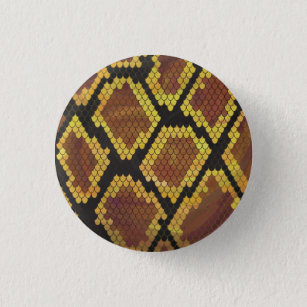 Snake Brown and Gold Print Button