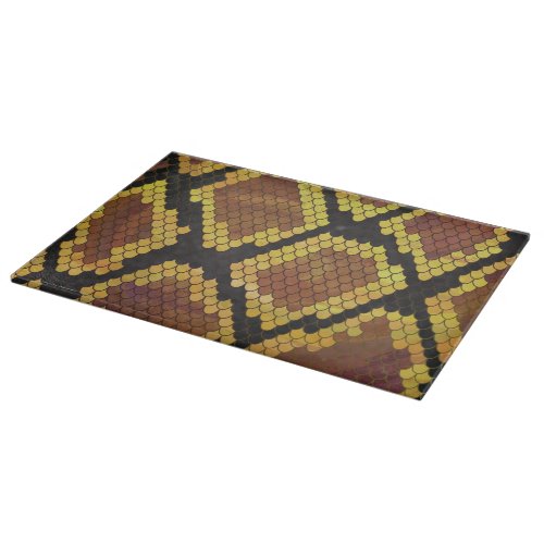 Snake Brown and Gold Print Cutting Board