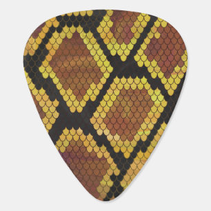 Snake Brown and Gold Print Guitar Pick