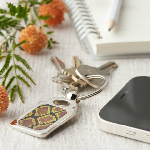 Snake Brown and Gold Print Keychain