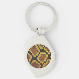 Snake Brown and Gold Print Keychain