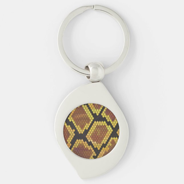 Snake Brown and Gold Print Keychain (Front)