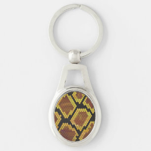 Snake Brown and Gold Print Keychain