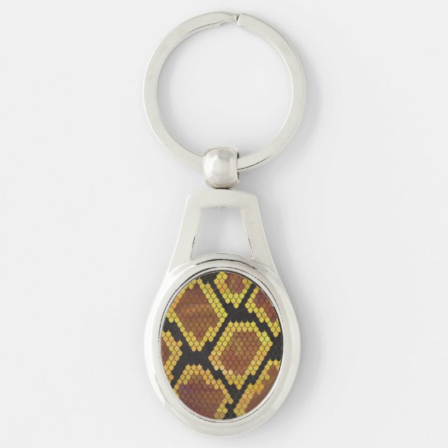 Snake Brown and Gold Print Keychain (Front)