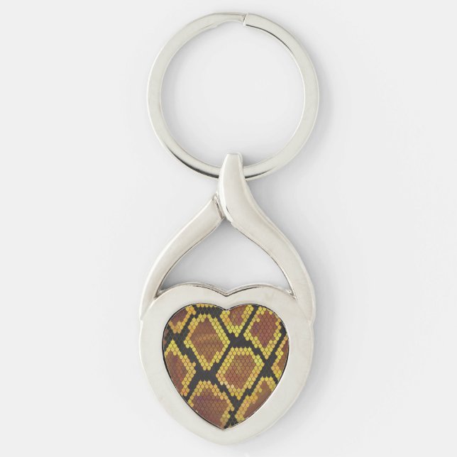Snake Brown and Gold Print Keychain (Front)
