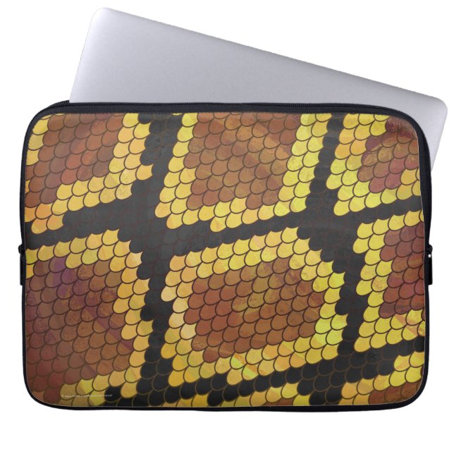Snake Brown and Gold Print Laptop Sleeve (Front)