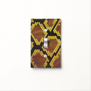 Snake Brown and Gold Print Light Switch Cover