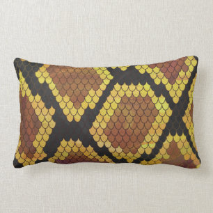 Snake Brown and Gold Print Lumbar Pillow