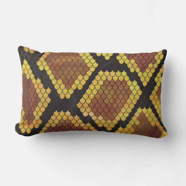 Snake Brown and Gold Print Lumbar Pillow (Front)