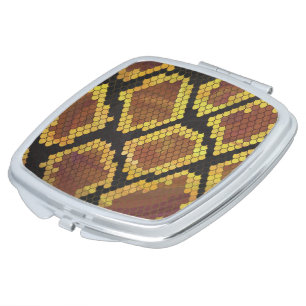 Snake Brown and Gold Print Makeup Mirror