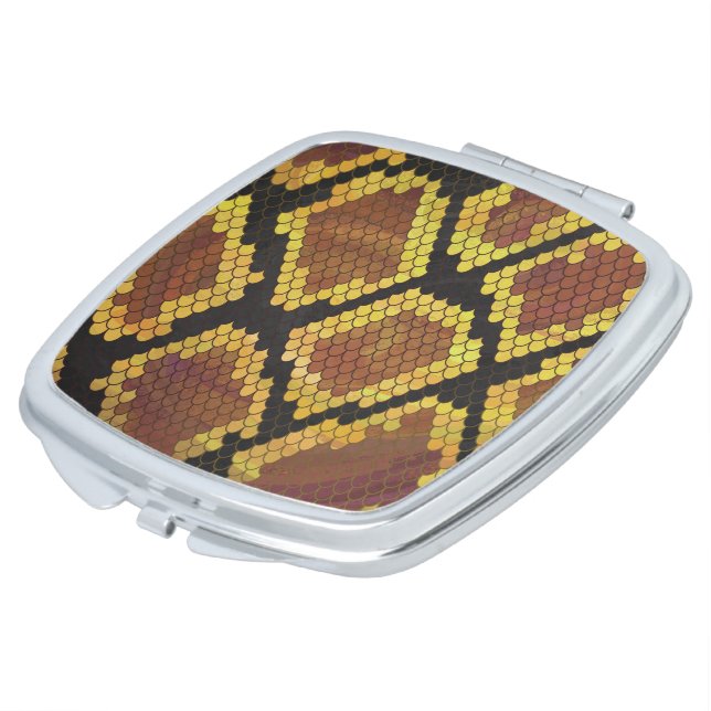 Snake Brown and Gold Print Makeup Mirror (Turned)