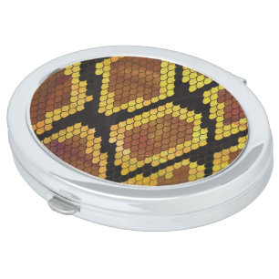 Snake Brown and Gold Print Makeup Mirror
