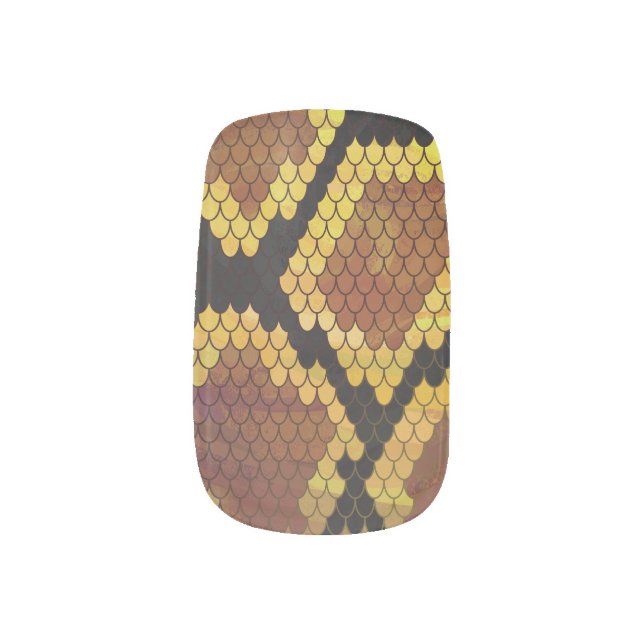 Snake Brown and Gold Print Minx Nail Art (Left Thumb)