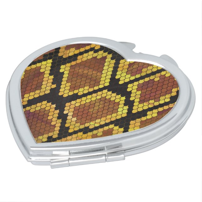Snake Brown and Gold Print Mirror For Makeup (Turned)