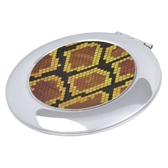 Snake Brown and Gold Print Mirror For Makeup (Turned)
