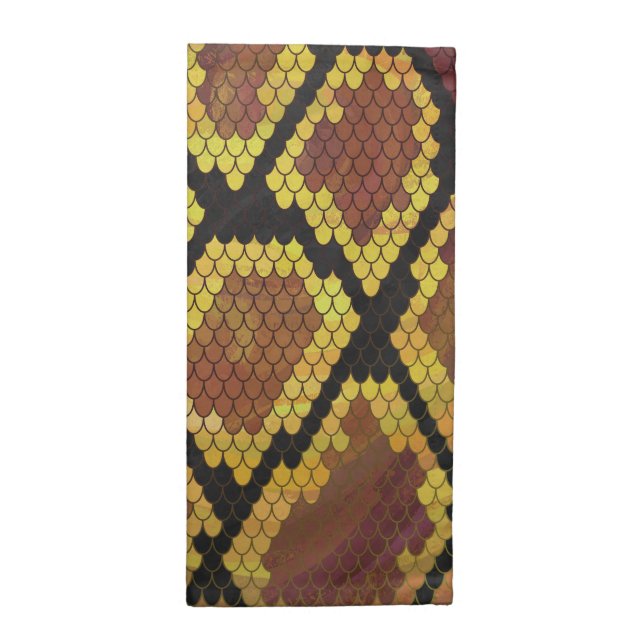 Snake Brown and Gold Print Napkin (Half Fold)