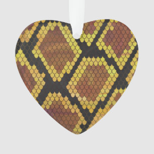 Snake Brown and Gold Print Ornament