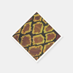 Snake Brown and Gold Print Paper Napkins