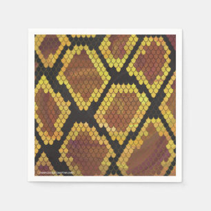 Snake Brown and Gold Print Paper Napkins