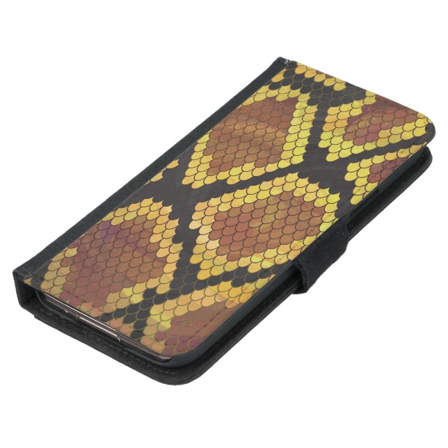 Snake Brown and Gold Print Samsung Galaxy Wallet Case (Bottom)