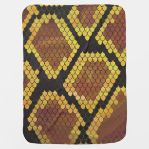 Snake Brown and Gold Print Swaddle Blanket