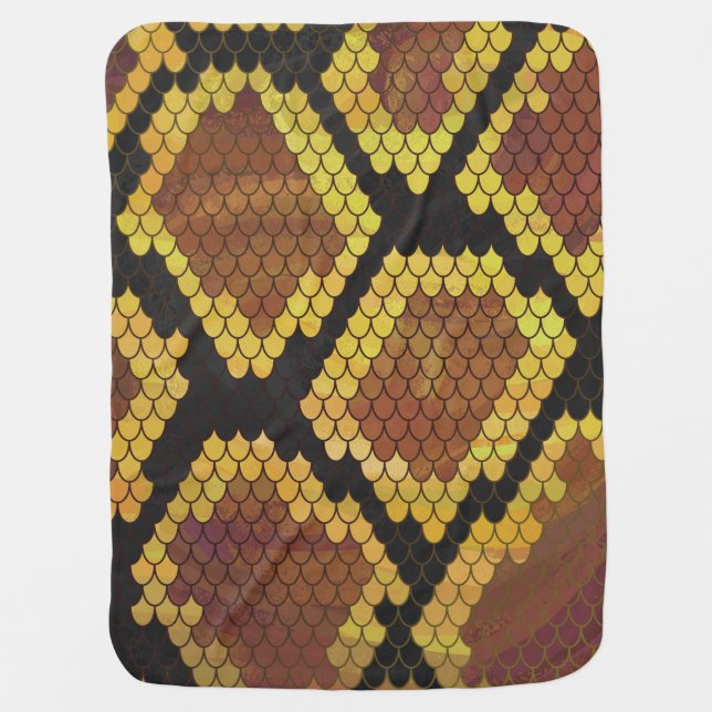 Snake Brown and Gold Print Swaddle Blanket (Front)