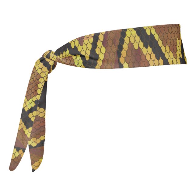 Snake Brown and Gold Print Tie Headband (Rotate 270)