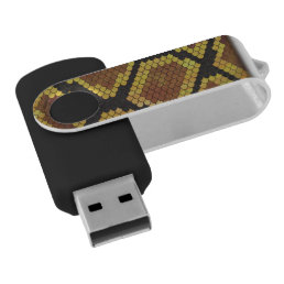 Snake Brown and Gold Print USB Flash Drive
