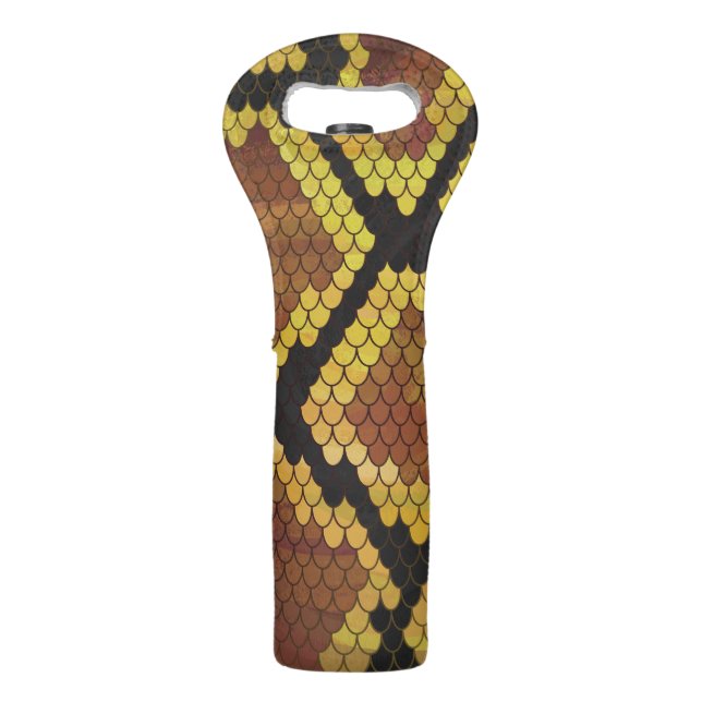 Snake Brown and Gold Print Wine Bag (Front)