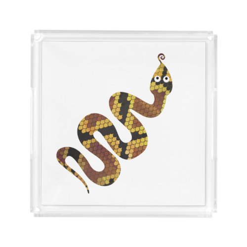 Snake Brown and Gold Silhouette Acrylic Tray