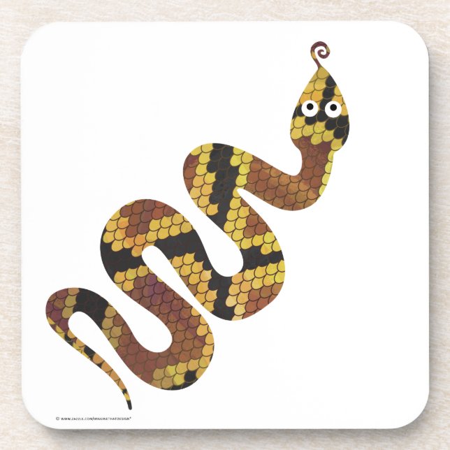 Snake Brown and Gold Silhouette Beverage Coaster (Front)