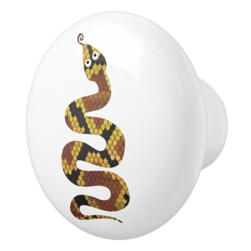 Snake Brown and Gold Silhouette Ceramic Knob
