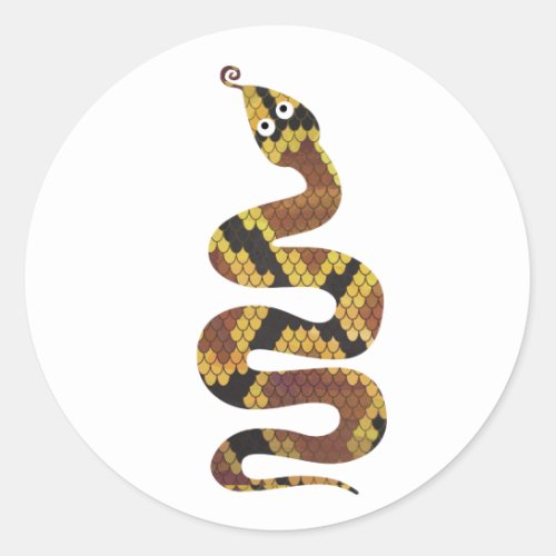 Snake Brown and Gold Silhouette Classic Round Sticker