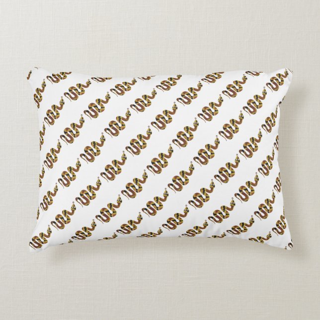 Snake Brown and Gold Silhouette Decorative Pillow (Front)