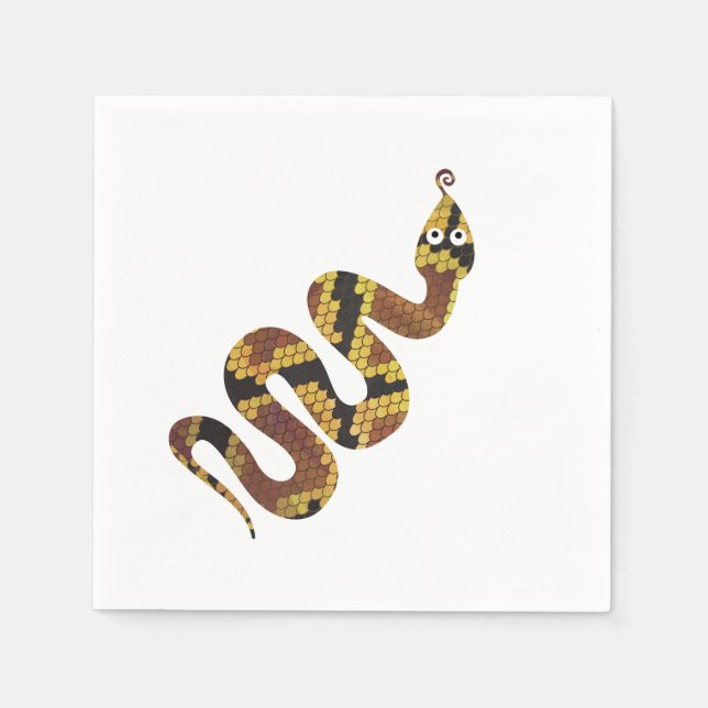 Snake Brown and Gold Silhouette Napkins (Front)