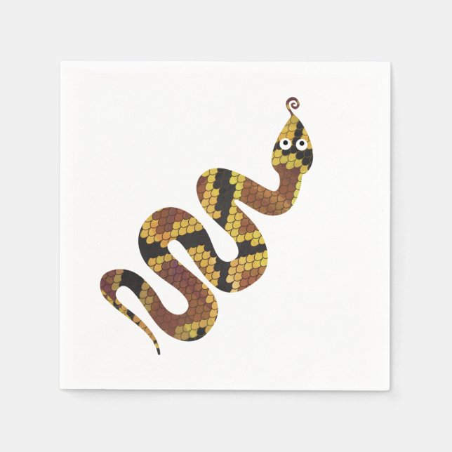 Snake Brown and Gold Silhouette Napkins (Front)