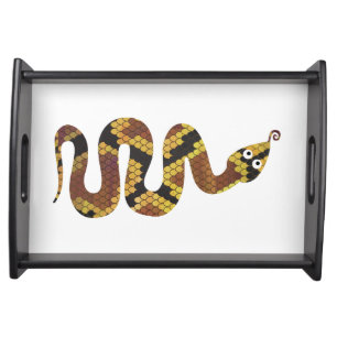Snake Brown and Gold Silhouette Serving Tray