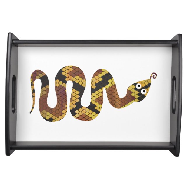 Snake Brown and Gold Silhouette Serving Tray (Front)