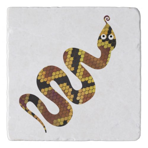 Snake Brown and Gold Silhouette Trivet