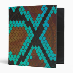 Snake Brown and Teal Print 3 Ring Binder
