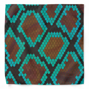 Snake Brown and Teal Print Bandana