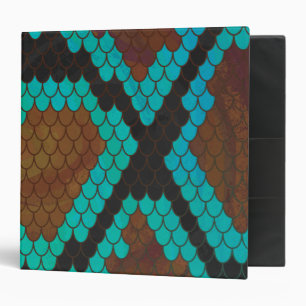 Snake Brown and Teal Print Binder